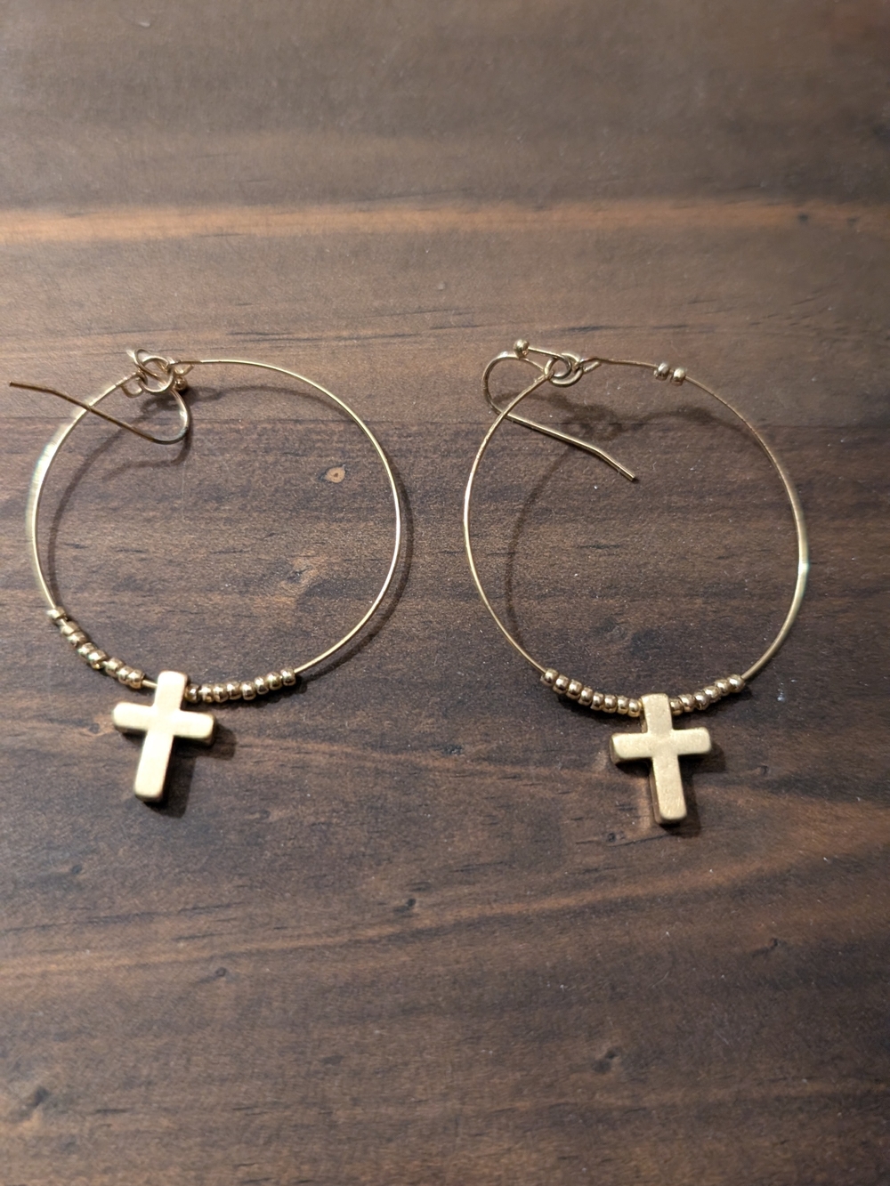 Gold Cross Hoop Earrings - Women Jewelry